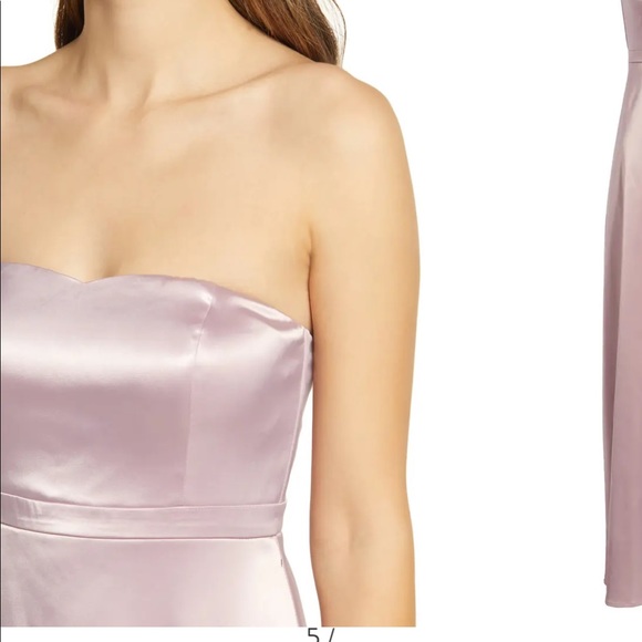 NWT Blush Pink Satin Strapless Long Lulus Dress - Picture 3 of 9